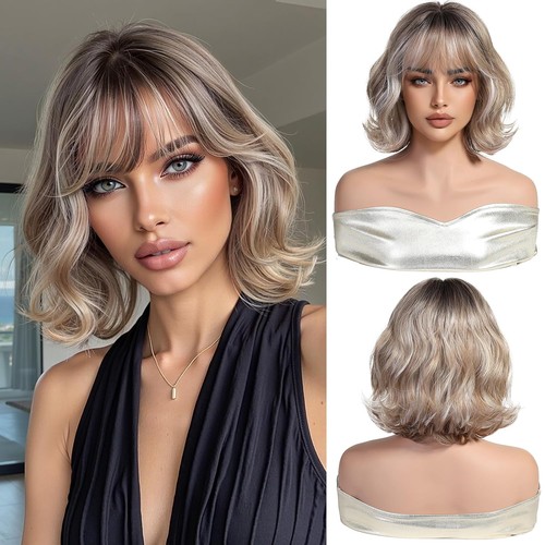 Blonde kurzperücke gewellt - blonde,